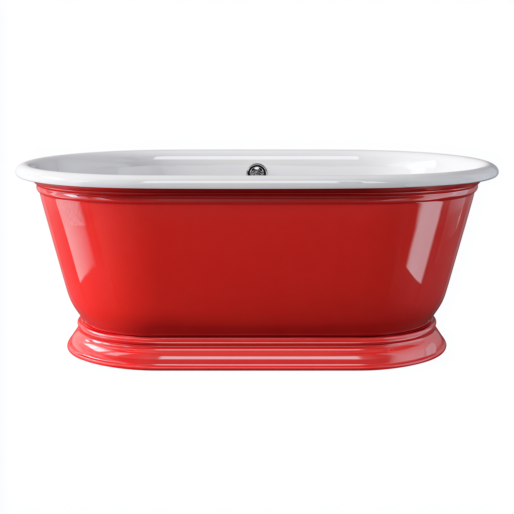 Baignoire - Fonte-acrylique - 165x73x58 cm - Rouge-Blanc - Style classique-Luxeare