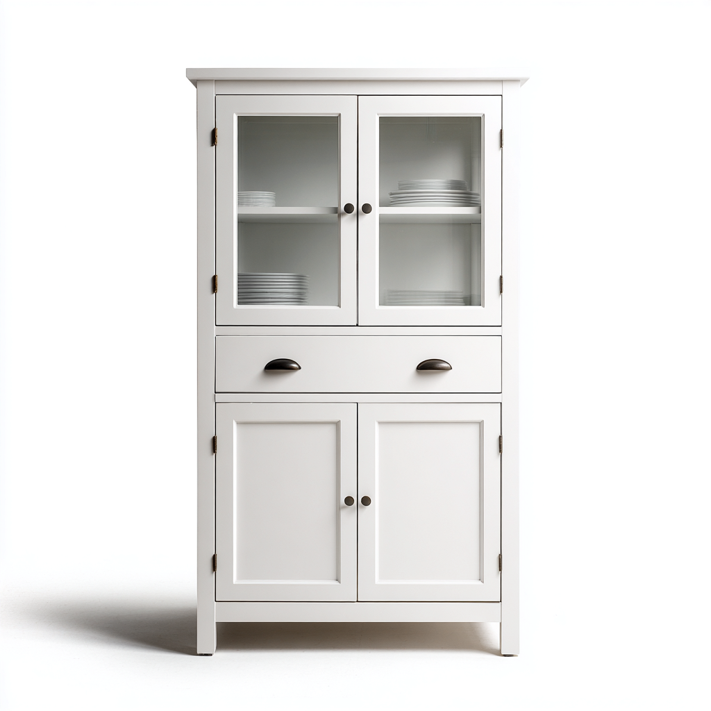 Meuble de rangement de cuisine-MDF-verre-85x38x175 cm-blanc-design classique-Luxeare