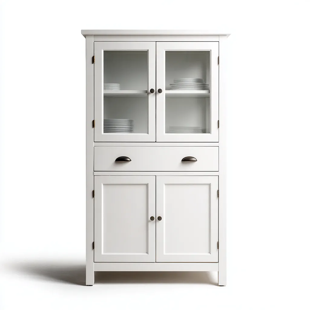 Meuble de rangement de cuisine-MDF-verre-85x38x175 cm-blanc-design classique-Luxeare