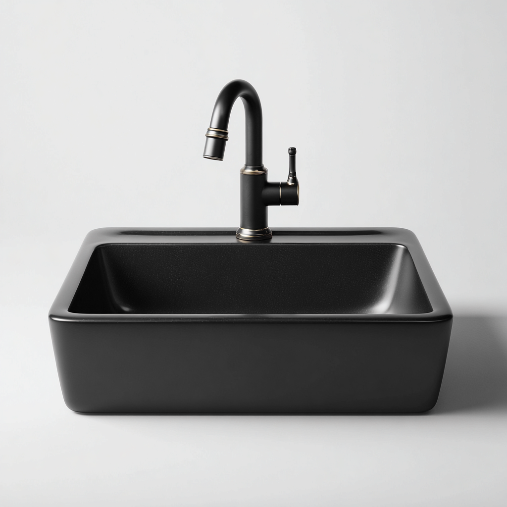 Lavabo-céramique-50x38x22 cm-noir-design moderne-Luxeare