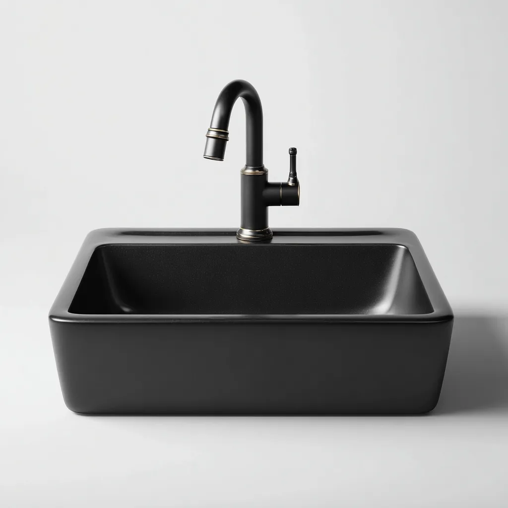 Lavabo-céramique-50x38x22 cm-noir-design moderne-Luxeare