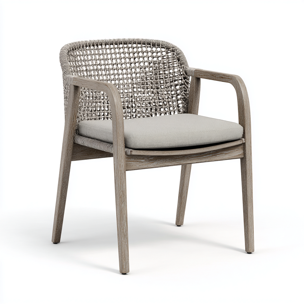 Chaise de jardin - bois-tissu-rotin synthetique - 62x57x89 cm - gris - style contemporain-Luxeare