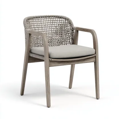 Chaise de jardin - bois-tissu-rotin synthetique - 62x57x89 cm - gris - style contemporain-Luxeare