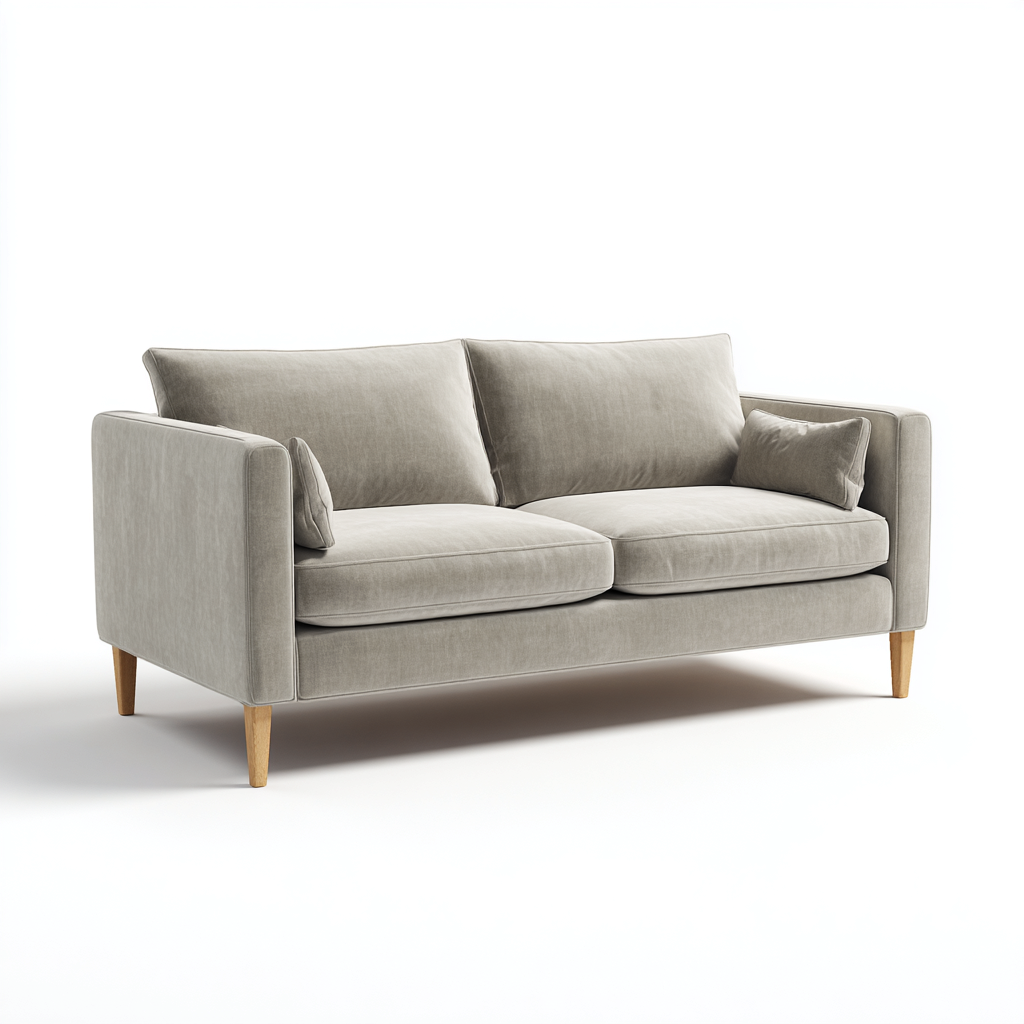 Canapé 2 places - tissu-bois - 182x84x87 cm - gris clair - design contemporain-Luxeare