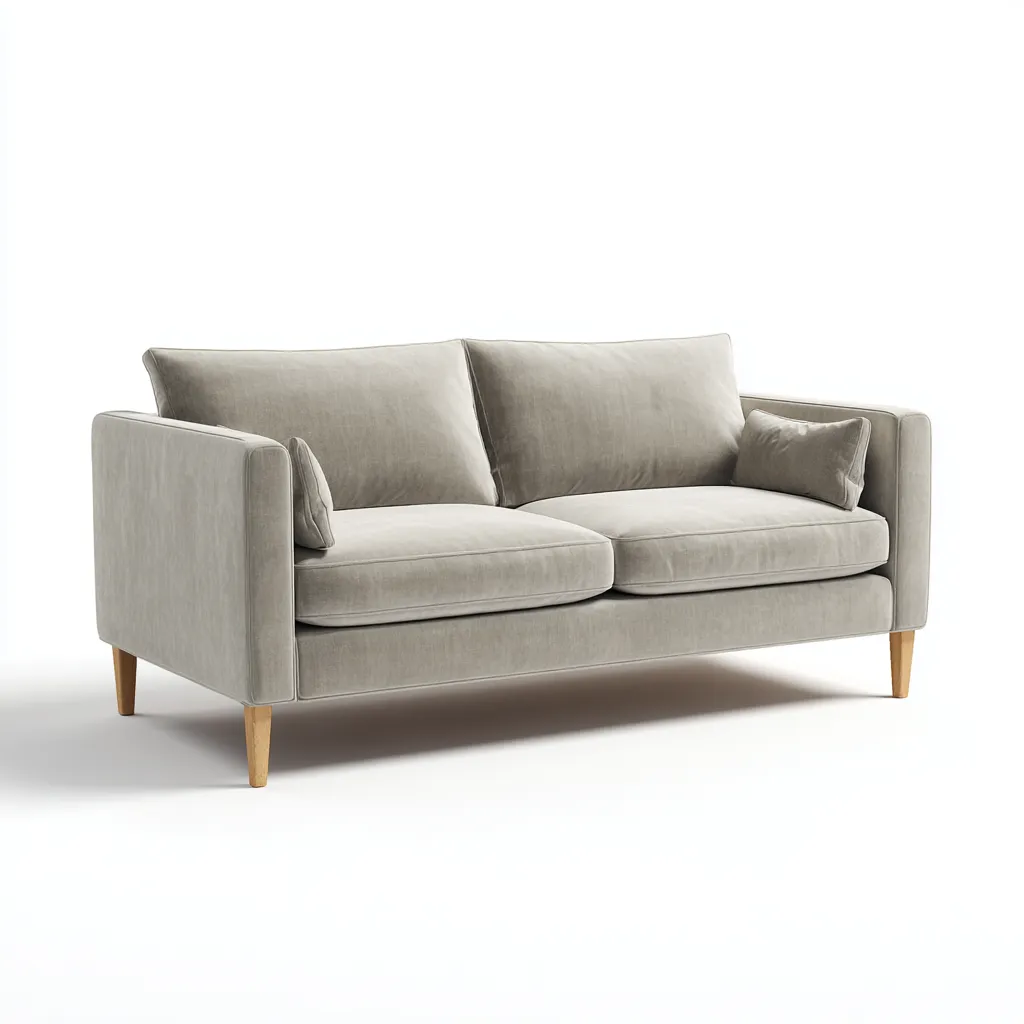 Canapé 2 places - tissu-bois - 182x84x87 cm - gris clair - design contemporain-Luxeare