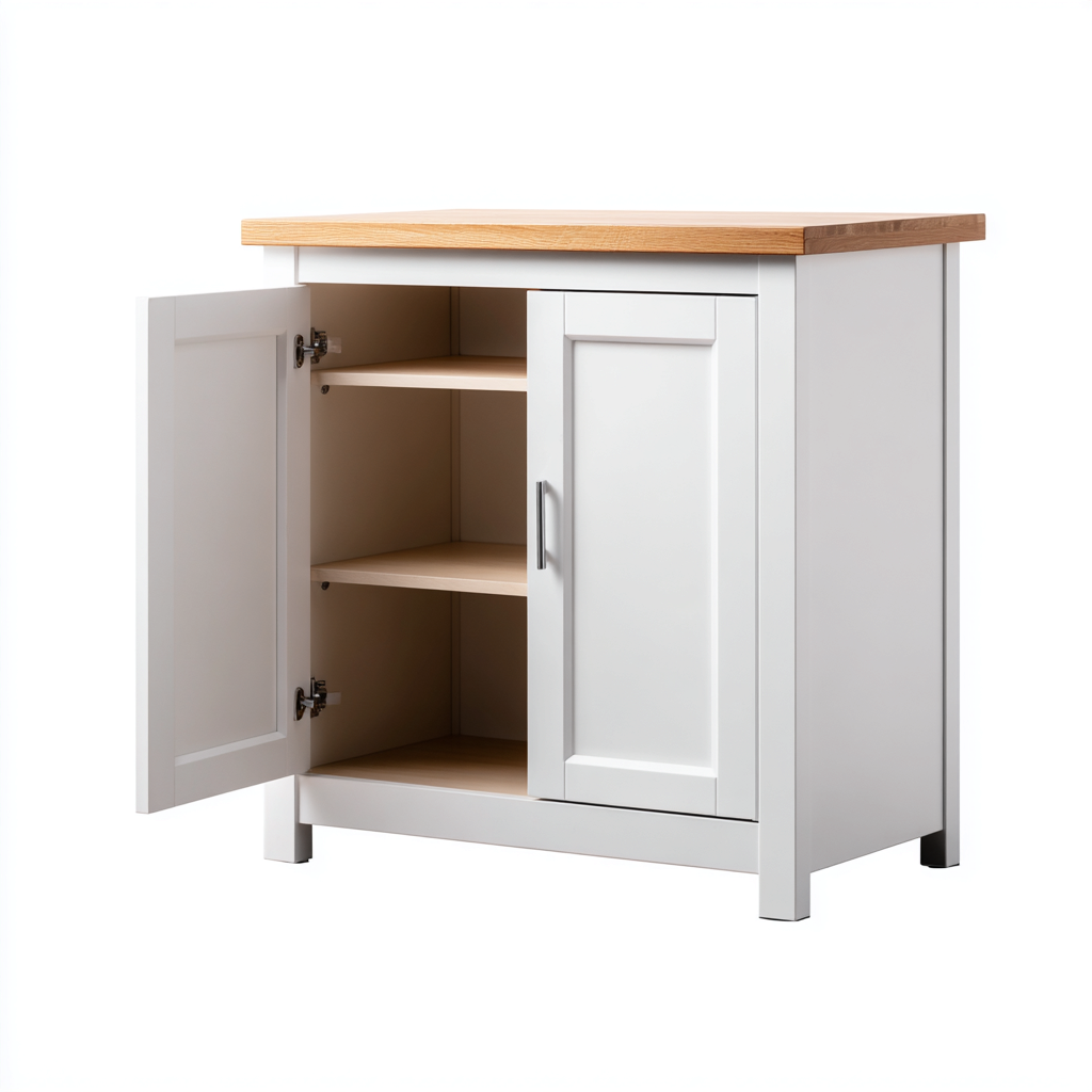 Meuble de rangement de cuisine-MDF-bois-78x42x92 cm-blanc-bois-design classique-Luxeare