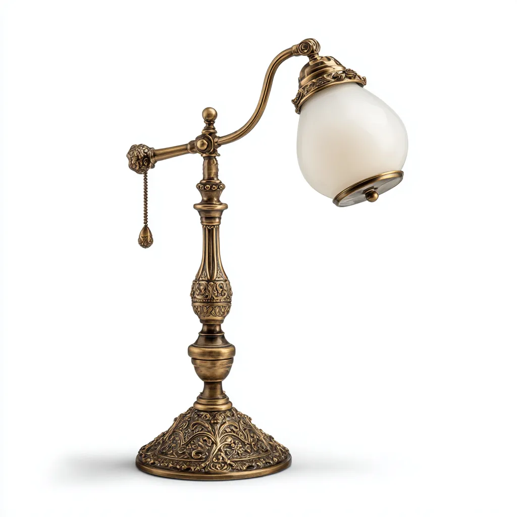 Lampe de table-métal-verre-24x18x50 cm-blanc-laiton antique-style vintage-Luxeare