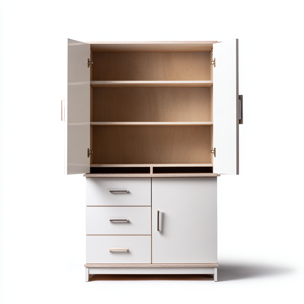 Meuble de rangement de cuisine-MDF-bois-88x45x175 cm-blanc-bois-design moderne-Luxeare