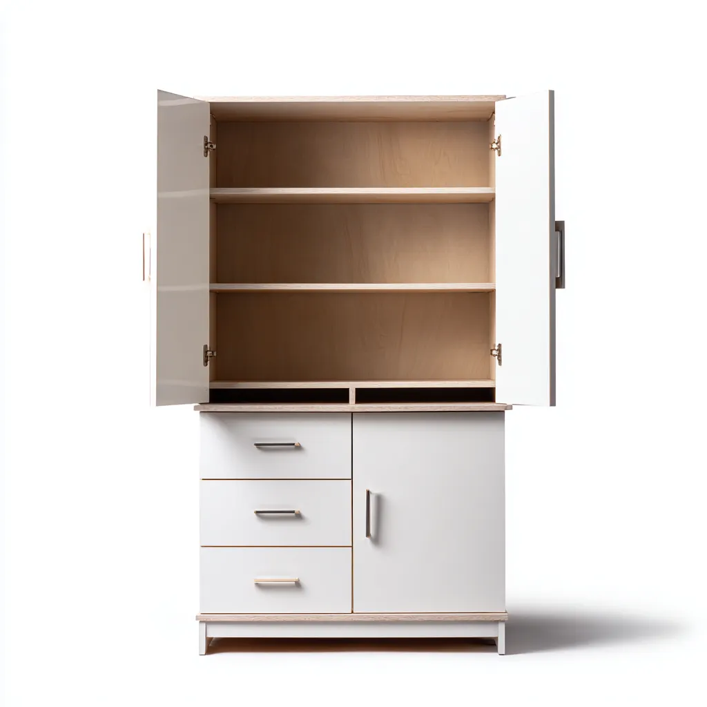 Meuble de rangement de cuisine-MDF-bois-88x45x175 cm-blanc-bois-design moderne-Luxeare