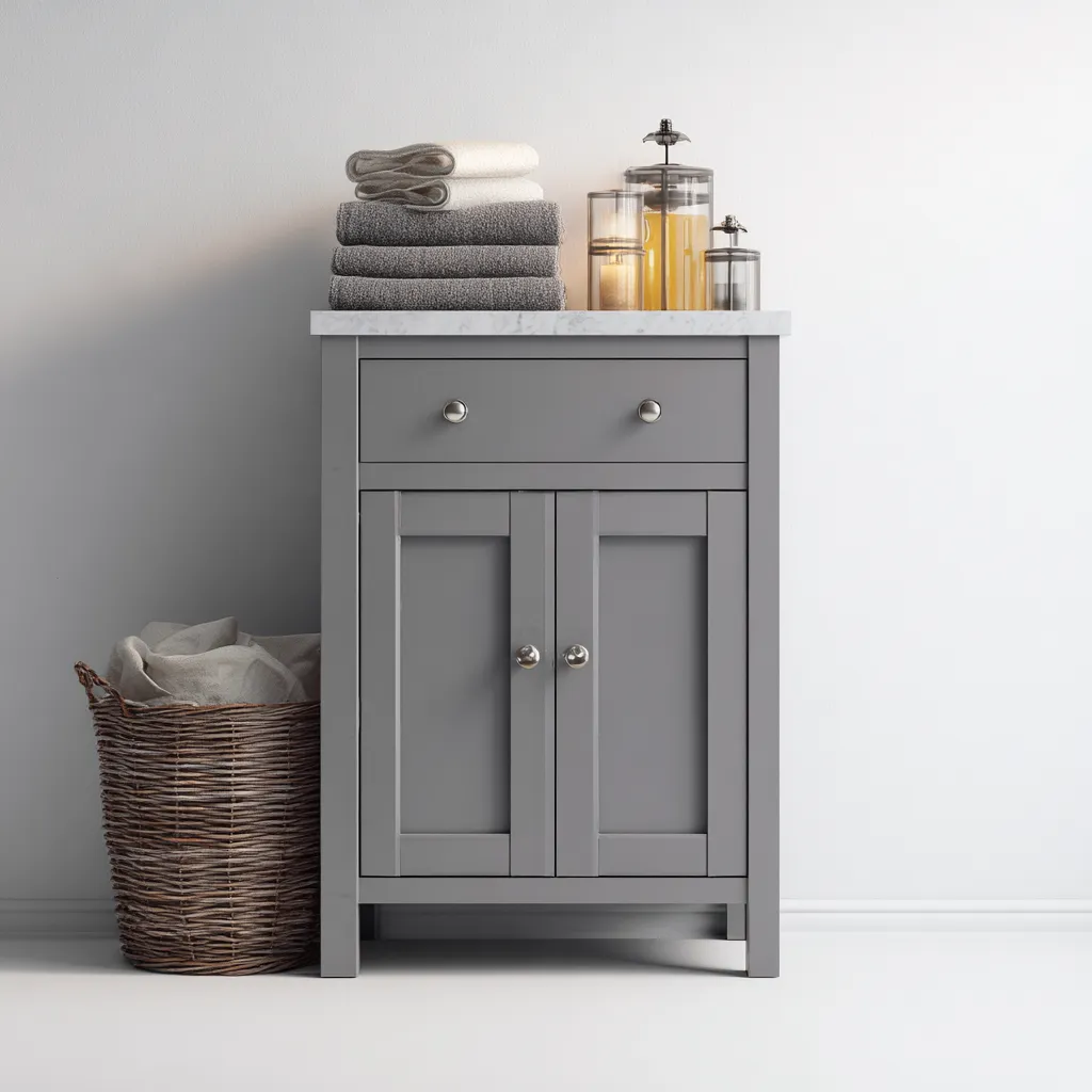Rangement de salle de bain-bois-70x40x85 cm-gris-design moderne-Luxeare