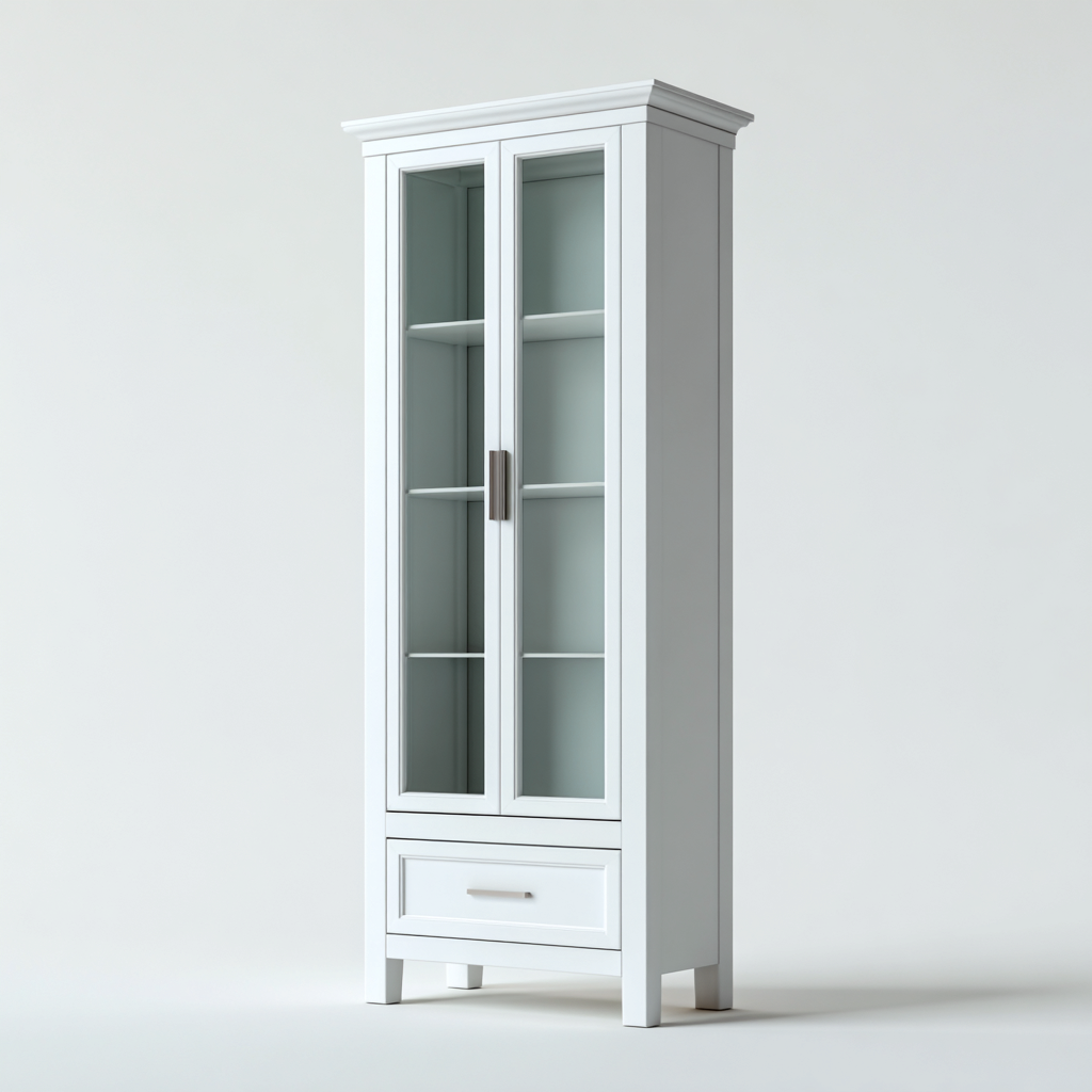 Meuble de rangement de cuisine-MDF-verre-76x38x190 cm-blanc-design classique-Luxeare