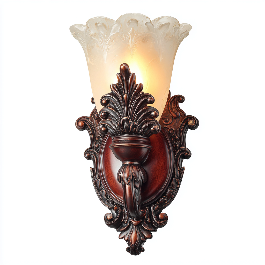 Applique murale-métal-verre-résine-32x18x40 cm-brun-blanc-style classique-Luxeare