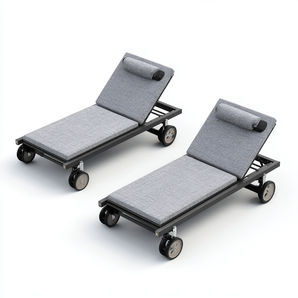 Transat-tissu-acier-190x65x35 cm-gris-noir-design moderne-Luxeare