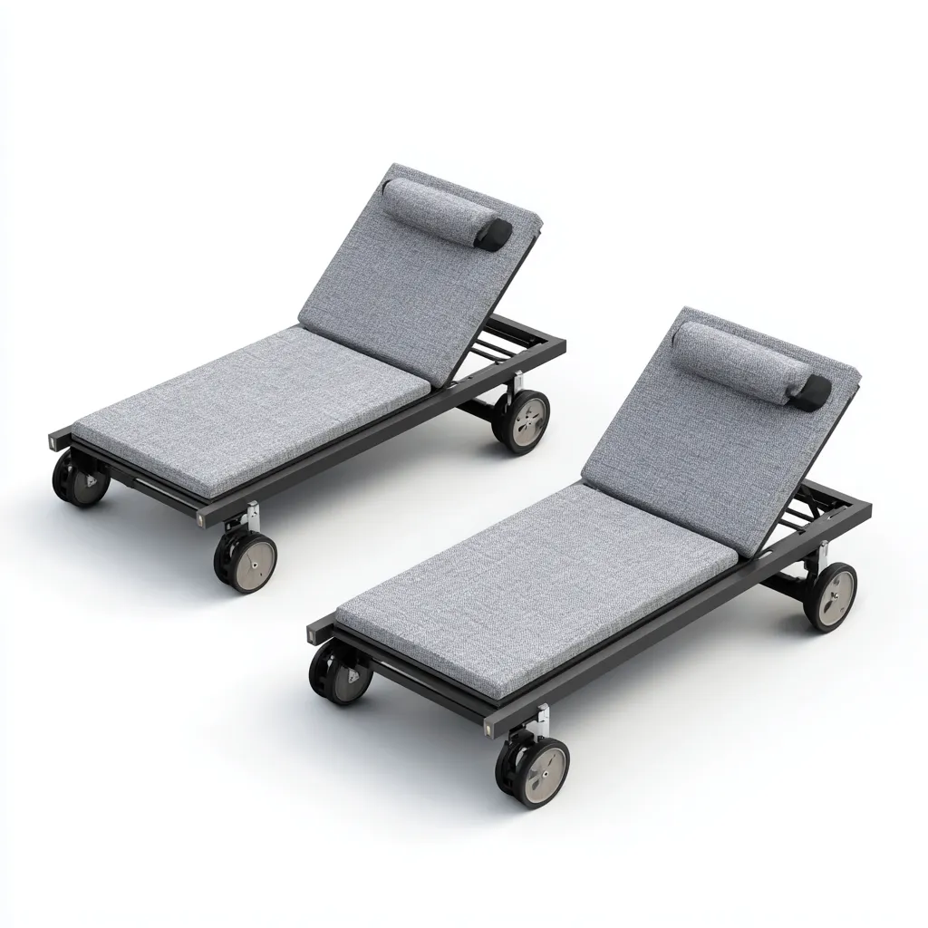 Transat-tissu-acier-190x65x35 cm-gris-noir-design moderne-Luxeare