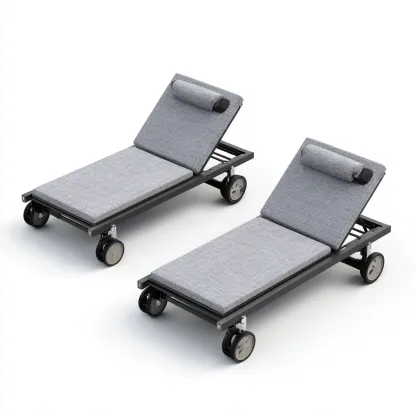 Transat-tissu-acier-190x65x35 cm-gris-noir-design moderne-Luxeare