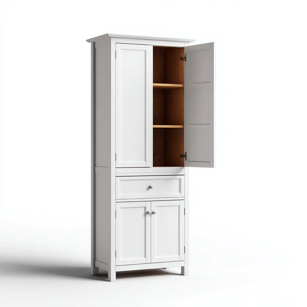 Meuble de rangement de cuisine-MDF-bois-78x40x185 cm-blanc-design classique-Luxeare