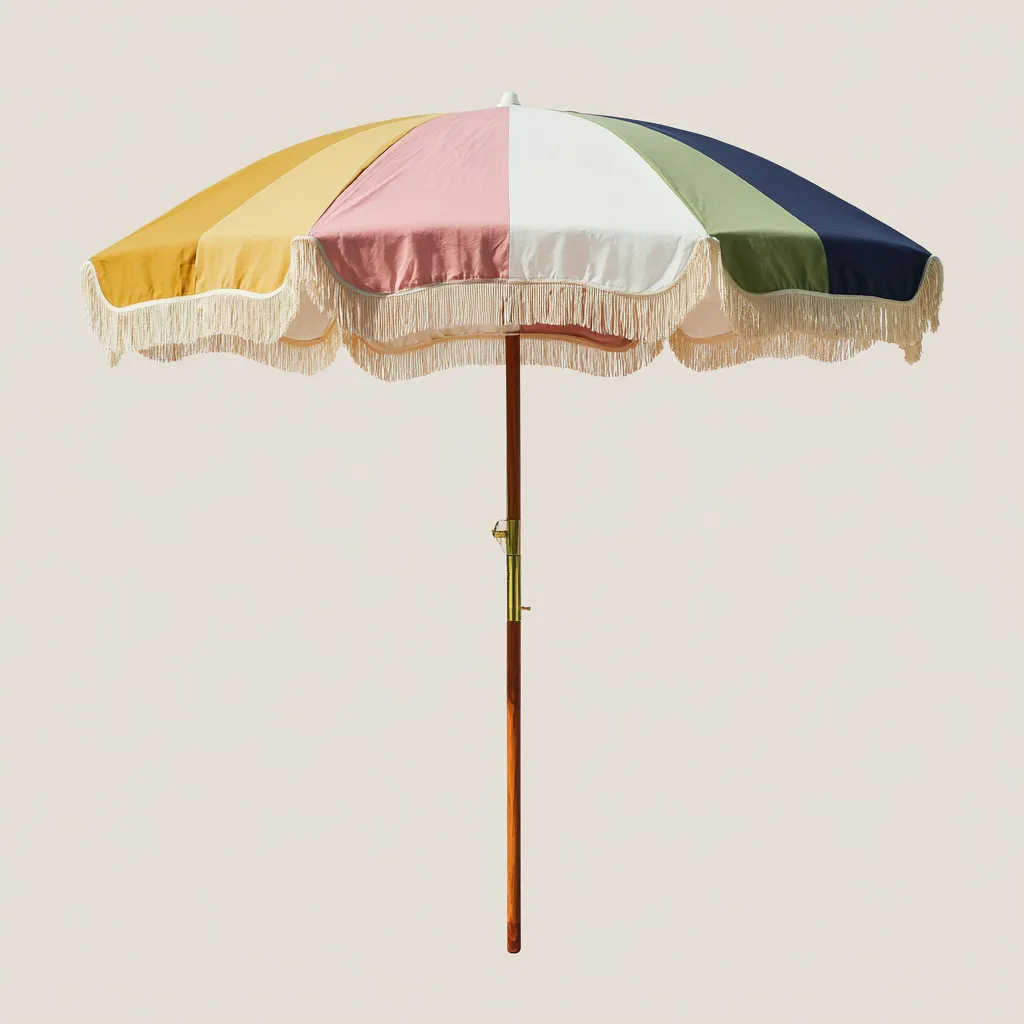 Parasol de jardin-tissu-bois-170x170x210 cm-multicolore-design rétro-Luxeare