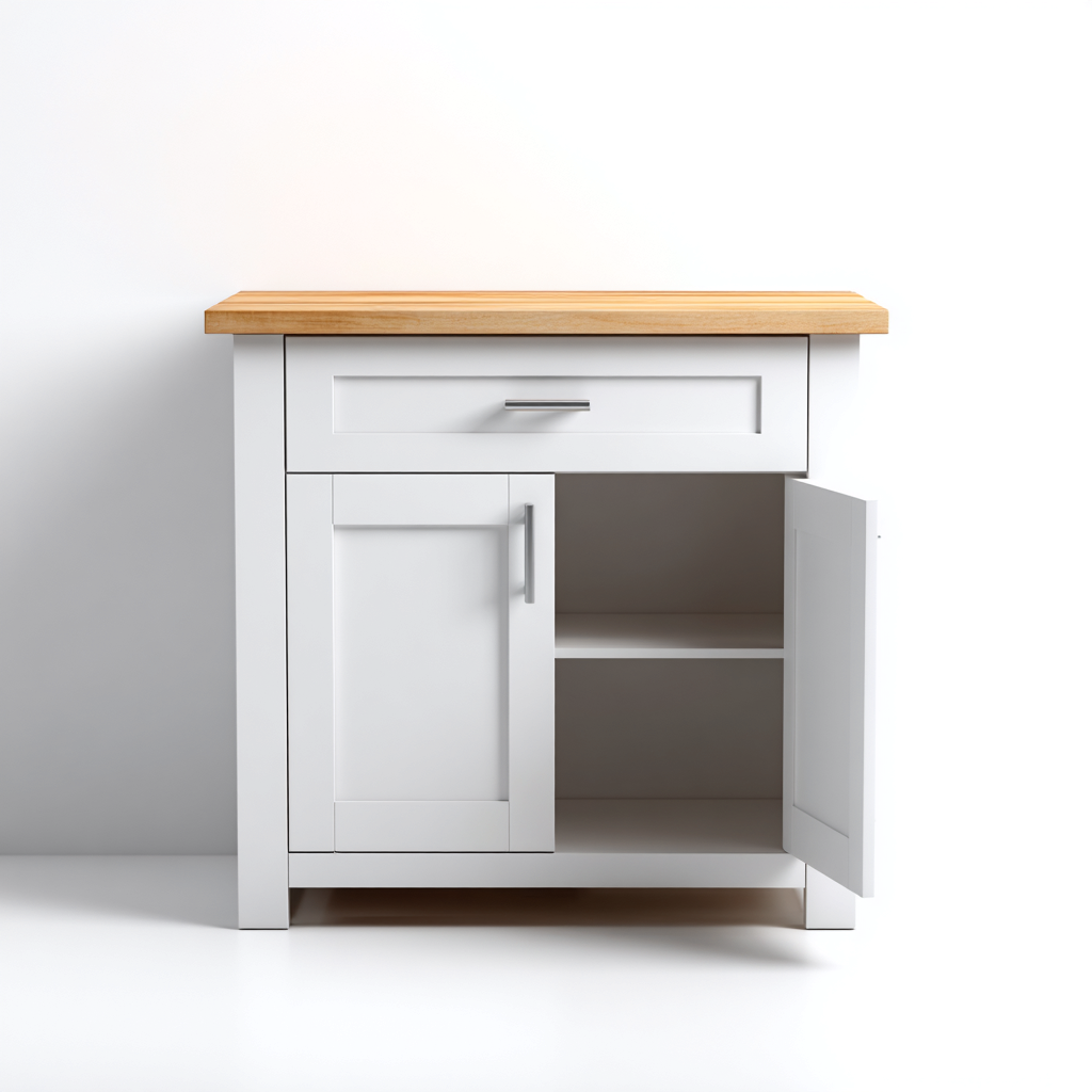 Meuble de rangement de cuisine-MDF-bois-78x42x90 cm-blanc-bois-design moderne-Luxeare