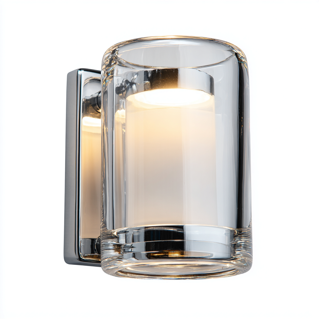 Applique murale-métal-verre-16x12x22 cm-transparent-blanc-chrome-style moderne-Luxeare