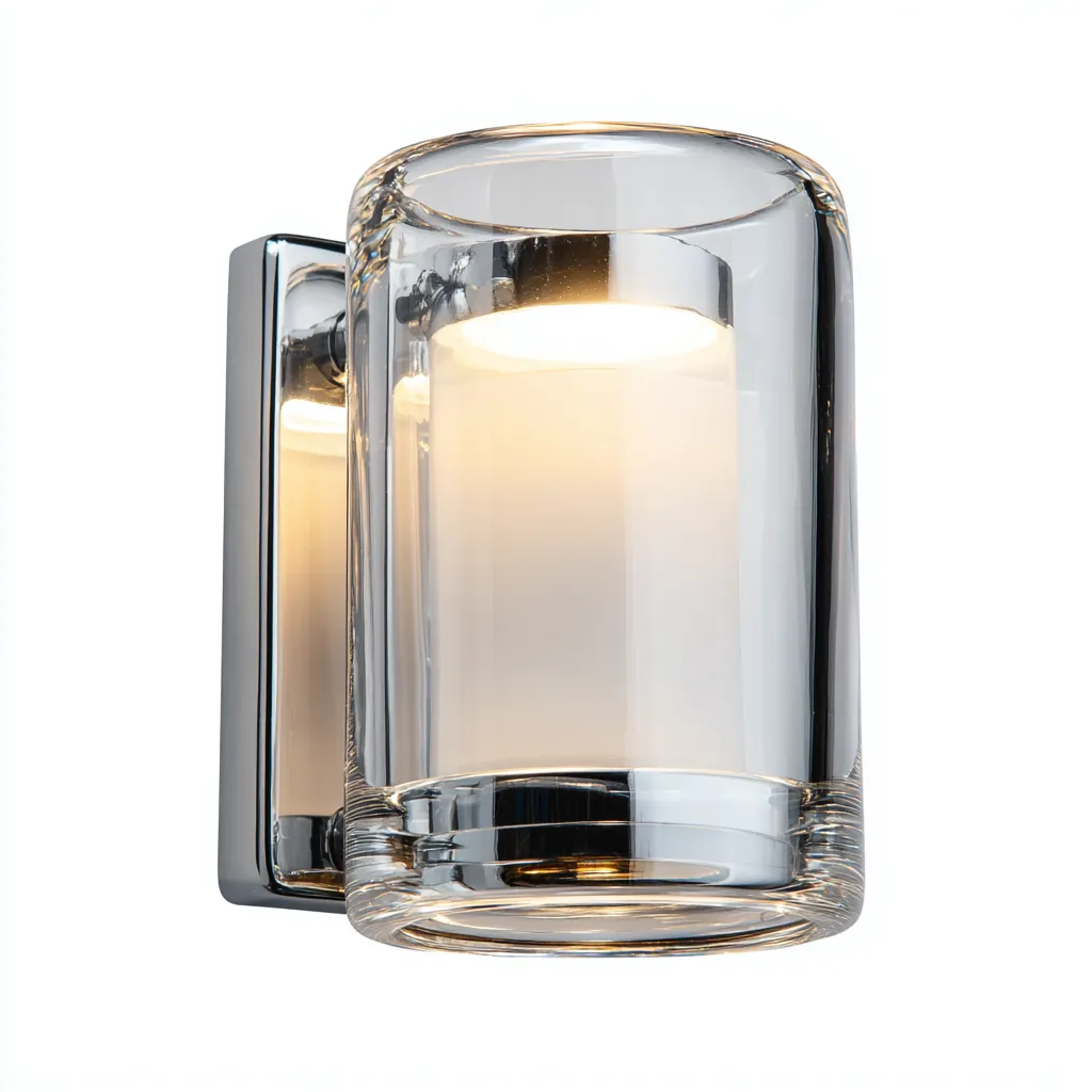 Applique murale-métal-verre-16x12x22 cm-transparent-blanc-chrome-style moderne-Luxeare