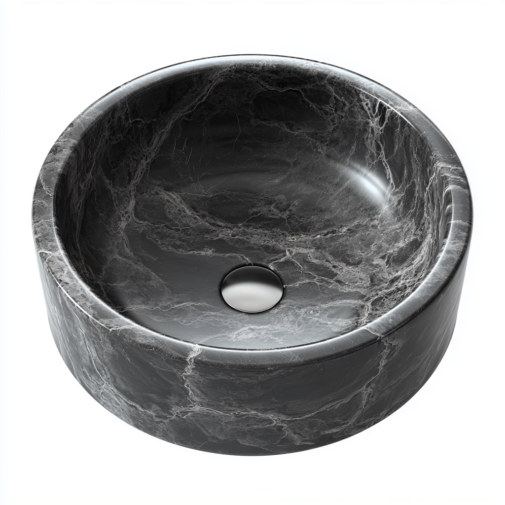 Lavabo-pierre-40x40x18 cm-noir-design marbré-design moderne-Luxeare