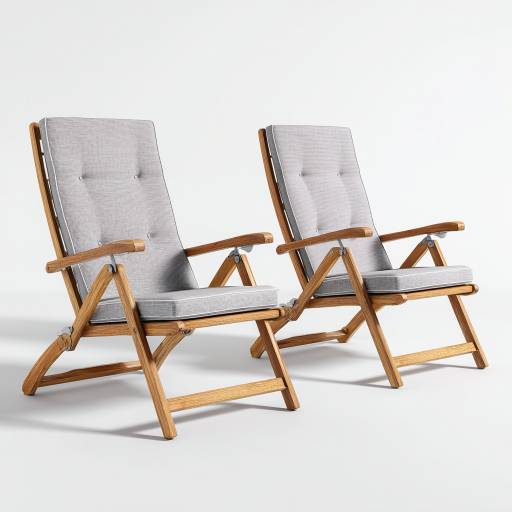 Transat-bois-tissu-116x61x96 cm-gris-design contemporain-Luxeare