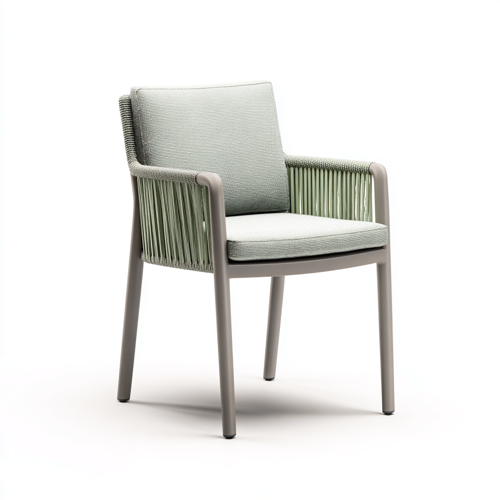 Chaise de jardin - aluminium-tissu-corde - 60x57x87 cm - gris-vert - style contemporain-Luxeare
