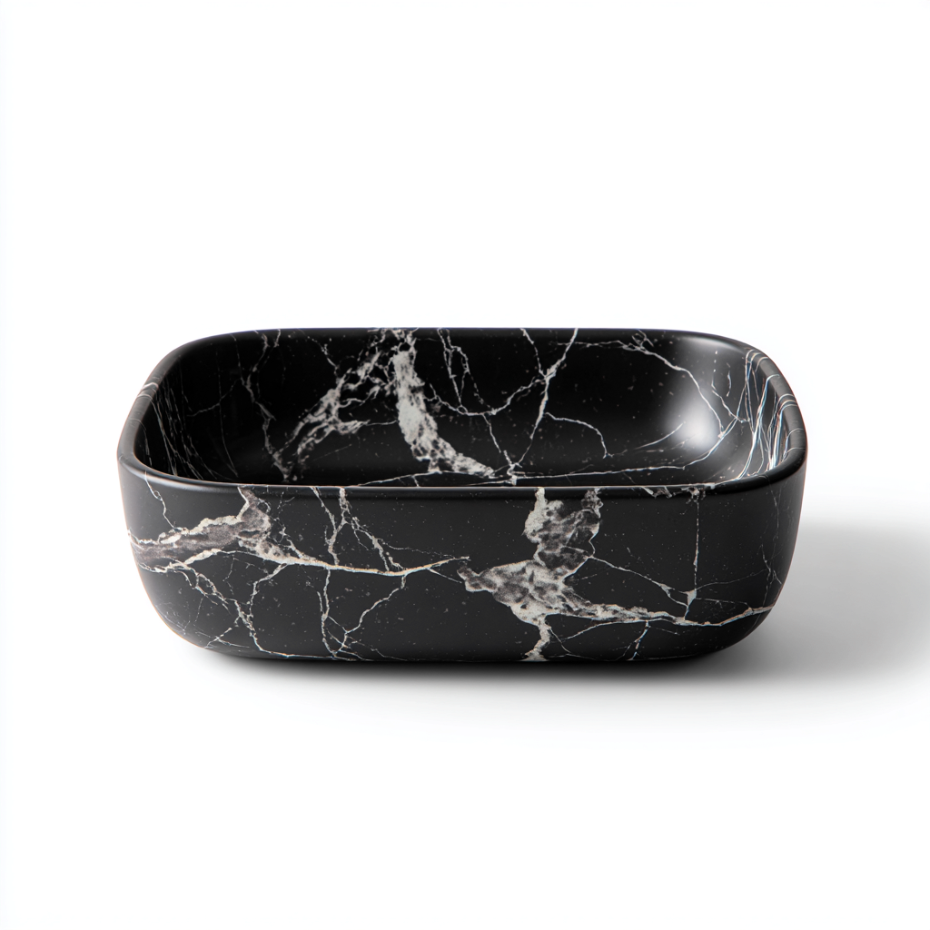 Lavabo-résine-45x34x16 cm-noir-design marbré-design moderne-Luxeare