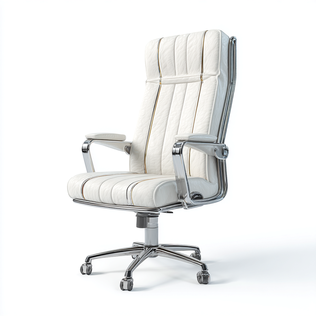 Chaise de bureau - cuir synthétique - 70x70x122 cm - blanc - ergonomique-Luxeare