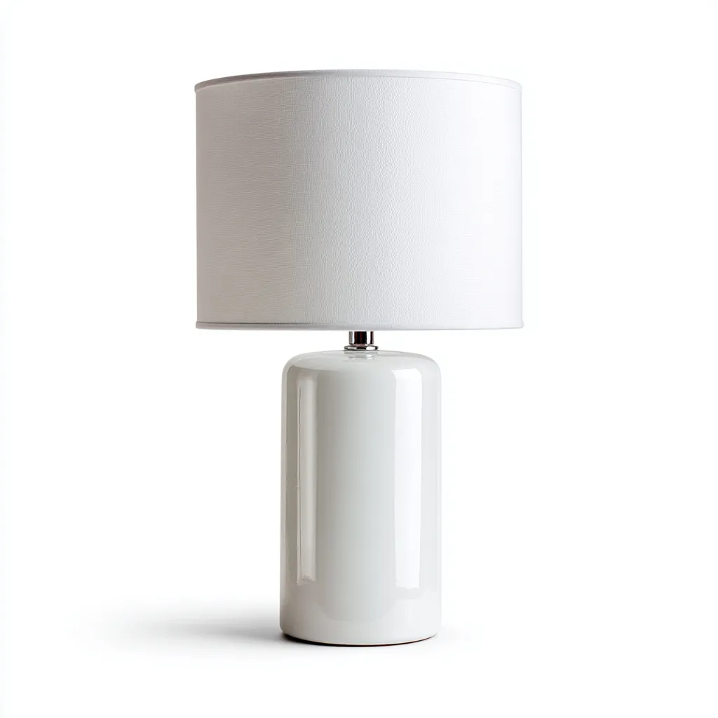 Lampe de table-céramique-textile-24x24x45 cm-blanc-style moderne-Luxeare
