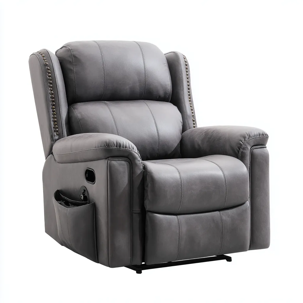 Fauteuil relax - simili cuir-métal - 101x88x107 cm - gris - fonction inclinable-Luxeare