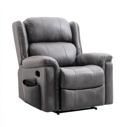 Fauteuil relax - simili cuir-métal - 101x88x107 cm - gris - fonction inclinable-Luxeare