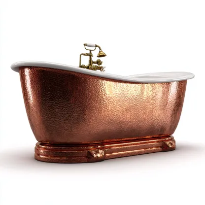 Baignoire - Cuivre-acrylique - 169x75x60 cm - Cuivré-Blanc - Style vintage-Luxeare