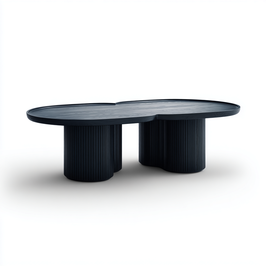 Table basse - bois - 140x70x35 cm - noir - design sculptural contemporain-Luxeare