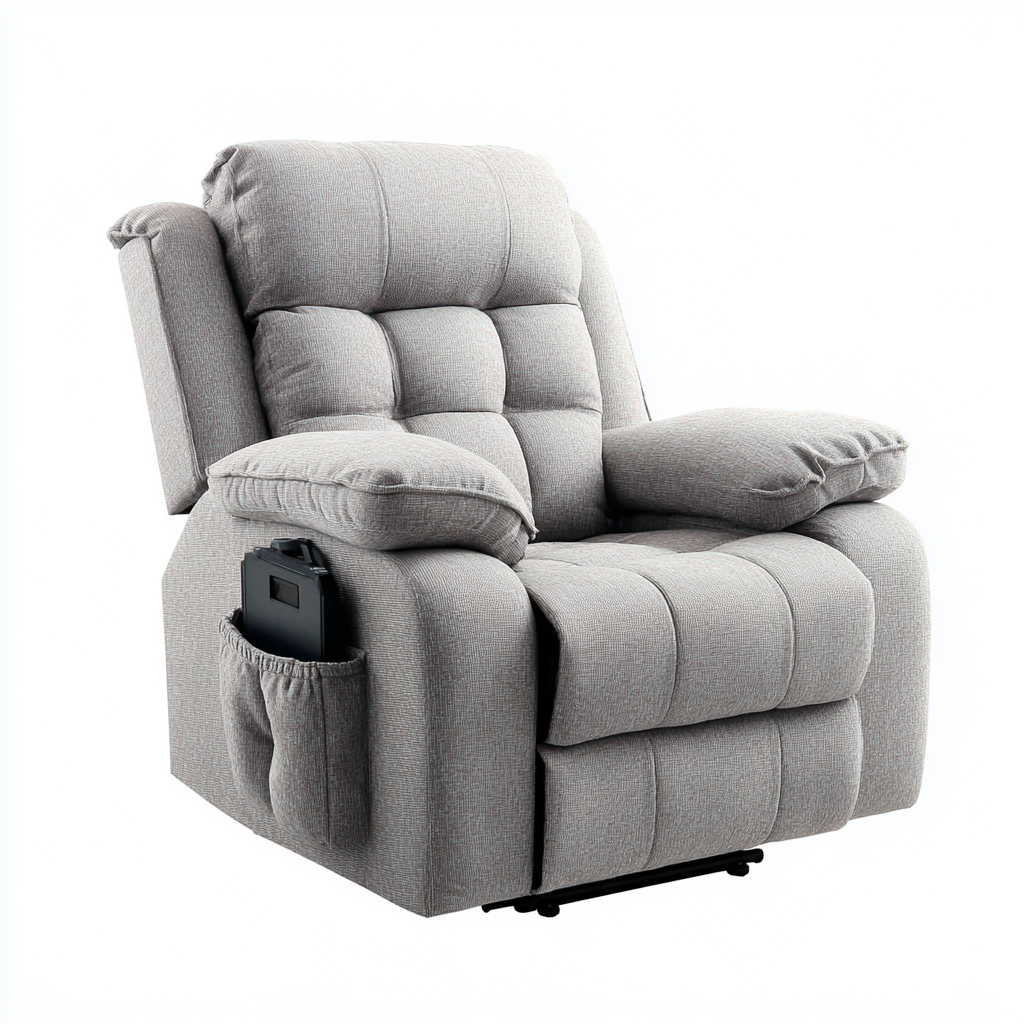 Fauteuil relax - tissu-métal - 102x92x110 cm - gris - fonction inclinable-Luxeare