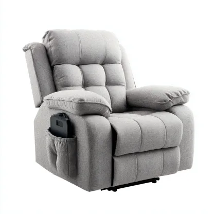 Fauteuil relax - tissu-métal - 102x92x110 cm - gris - fonction inclinable-Luxeare