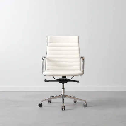 Chaise de bureau - cuir synthétique - 68x68x110 cm - blanc - ergonomique-Luxeare