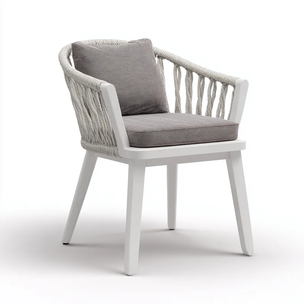 Chaise de jardin - aluminium-tissu-corde - 61x58x87 cm - blanc-gris - style contemporain-Luxeare