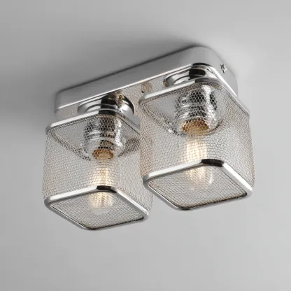 Plafonnier-Métal-Verre-24x14x15 cm-Chrome-Transparent-Style Moderne-Luxeare