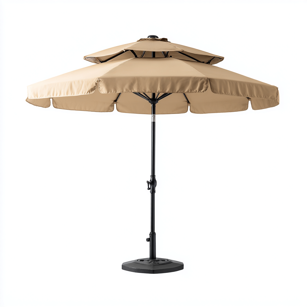Parasol de jardin-tissu-acier-265x265x255 cm-beige-noir-design moderne-Luxeare