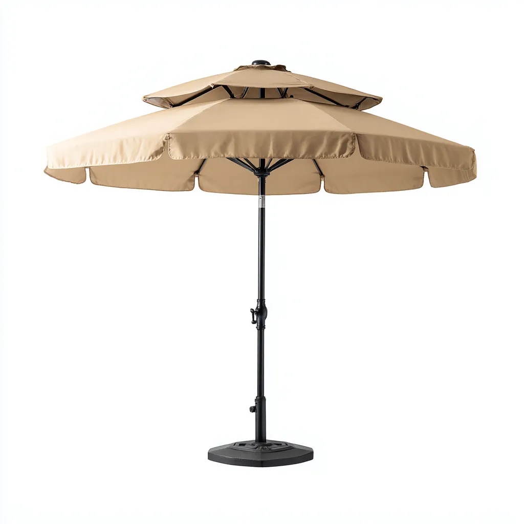 Parasol de jardin-tissu-acier-265x265x255 cm-beige-noir-design moderne-Luxeare