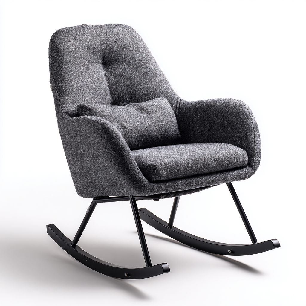 Fauteuil à bascule - tissu-métal - 86x76x100 cm - gris - design moderne-Luxeare