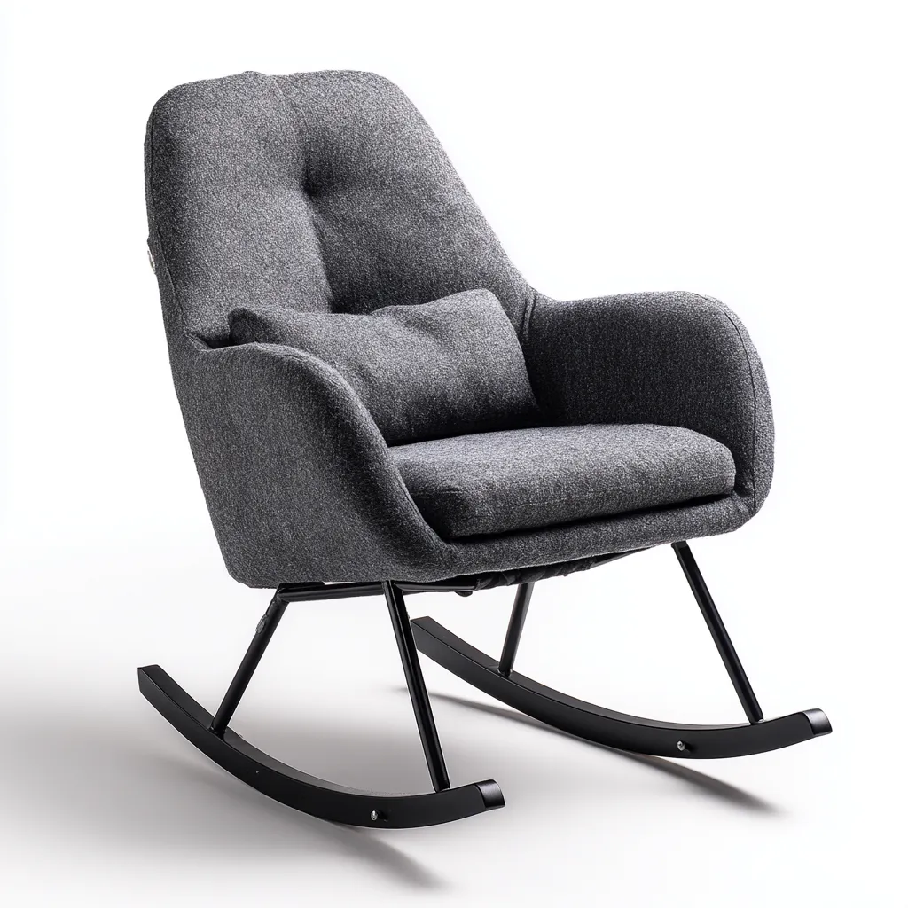 Fauteuil à bascule - tissu-métal - 86x76x100 cm - gris - design moderne-Luxeare