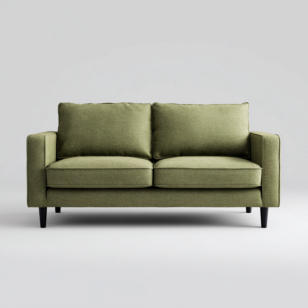 Canapé 2 places - tissu-bois - 179x83x86 cm - vert olive - design contemporain-Luxeare