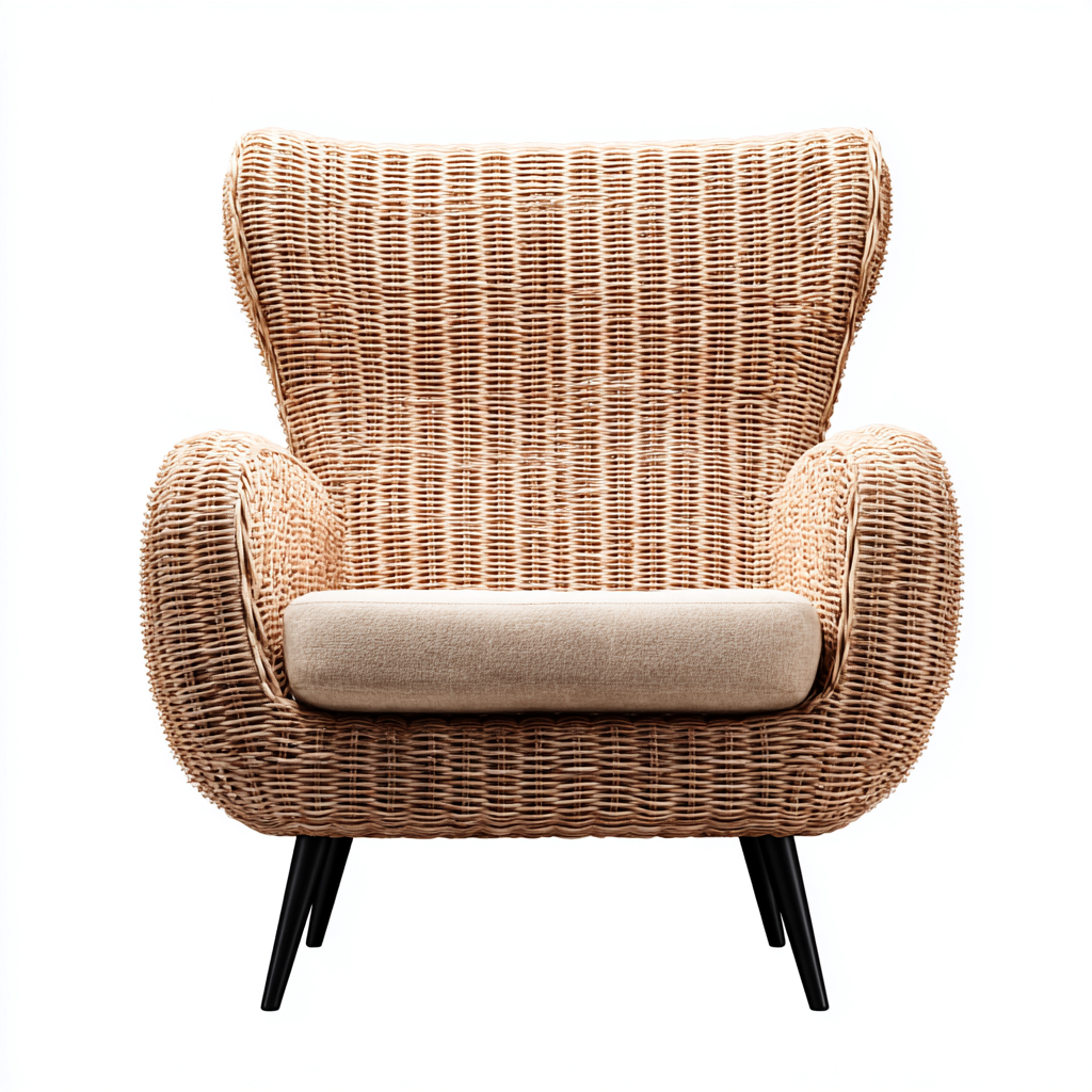 Chaise de jardin - rotin synthetique-tissu-metal - 82x78x95 cm - naturel-beige-noir - style contemporain-Luxeare