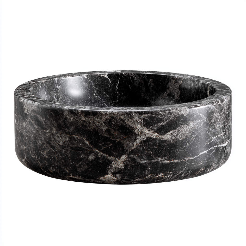 Lavabo-pierre-42x42x18 cm-noir-design marbré-design moderne-Luxeare