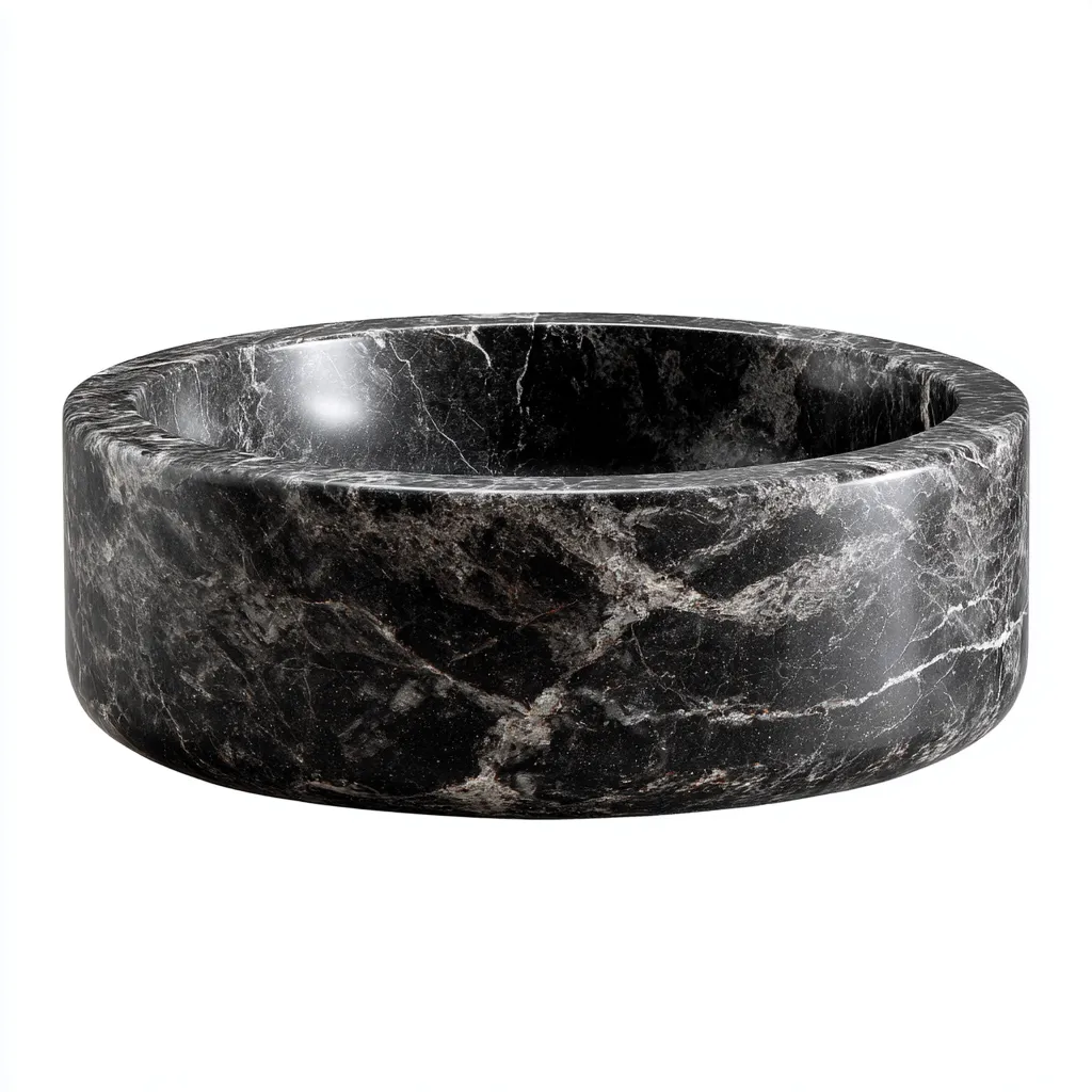 Lavabo-pierre-42x42x18 cm-noir-design marbré-design moderne-Luxeare