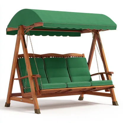 Dondolo de jardin - bois-metal - 198x134x168 cm - vert - style classique-Luxeare