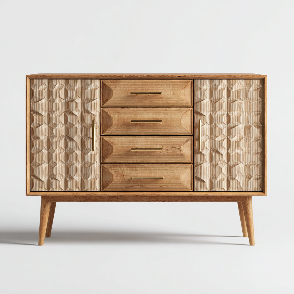 Commode - bois - 120x42x95 cm - bois naturel - design moderne-Luxeare