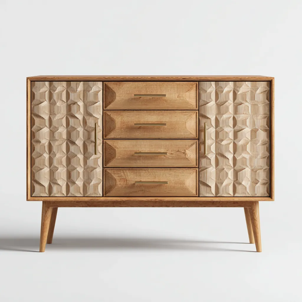 Commode - bois - 120x42x95 cm - bois naturel - design moderne-Luxeare